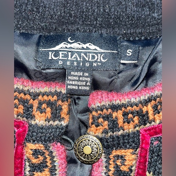 Icelandic Design Atlandia small lined cardigan sweater wool Nordic geometric - Picture 5 of 10